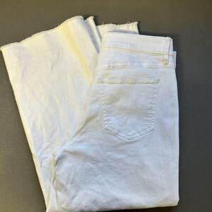 Ann Taylor Wide Leg White Jeans Size 4 Modern Fit High Rise Cotton Blend Cropped